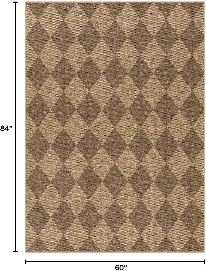 Lahome Checkered Easy Jute Indoor Outdoor Rug, 5x7 Area Rugs - Image 2