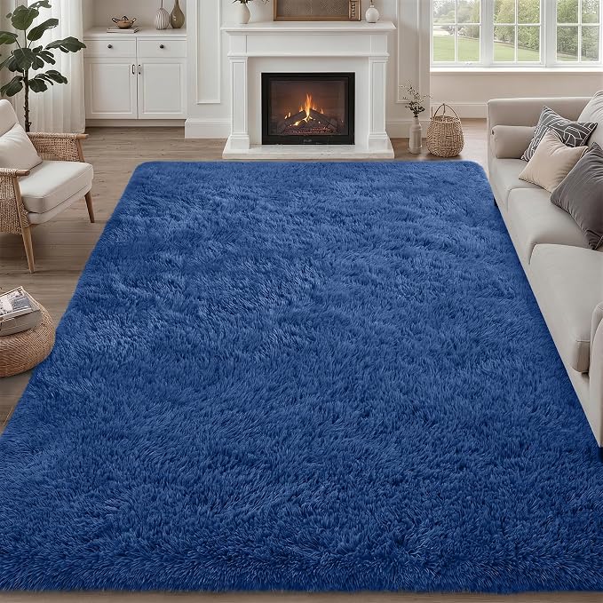Fluffy Area Rugs 9x12 Living Room Bedroom: Ultra Soft Shag Rug Upgrade Non-Slip by Luxturiy