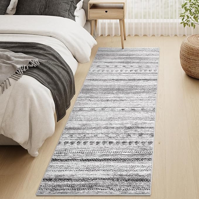2x8 Runner Rug Machine Washable Non Slip Area Rug Distressed Neutral Moroccan - Image 4