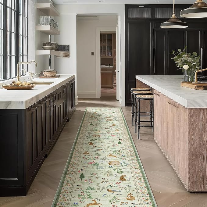 Machine Washable Kitchen Runner Rug: 2'x10' Hallway Runner Non Slip Low Pile by palohom