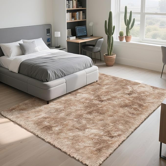yongyangjuxin Fluffy Rug Shag Area Rug, Mottling Beige 9x12 Area Rugs - Image 2