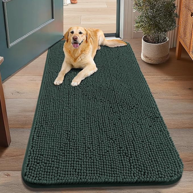 Smiry Dog Door Mat for Muddy Paws 48x30, Absorbent Dirt Trapper, Non-Slip by Smiry