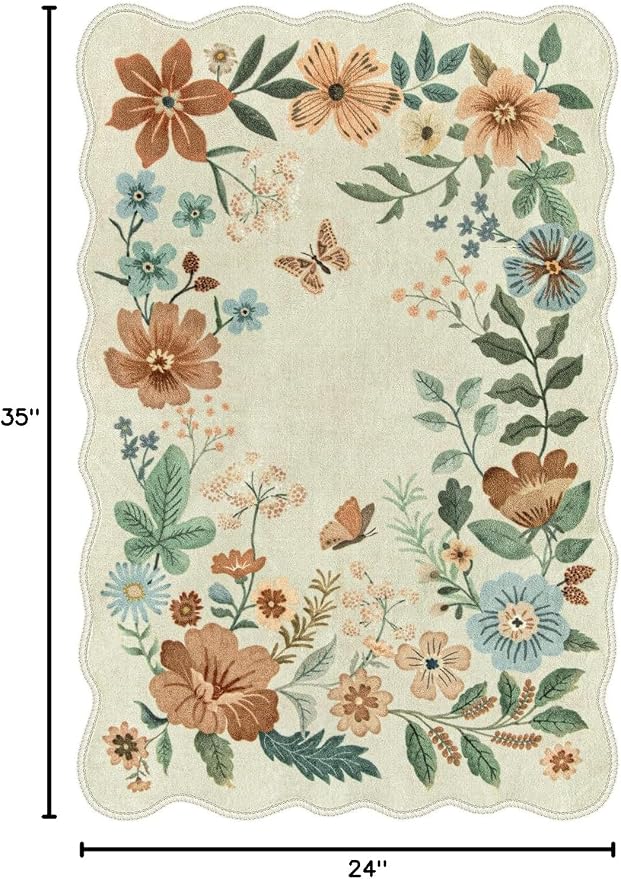 Lahome Floral Small Rug, 2X3 Kitchen Rugs Non Slip Washable Rug Ultra-Thin - Image 2
