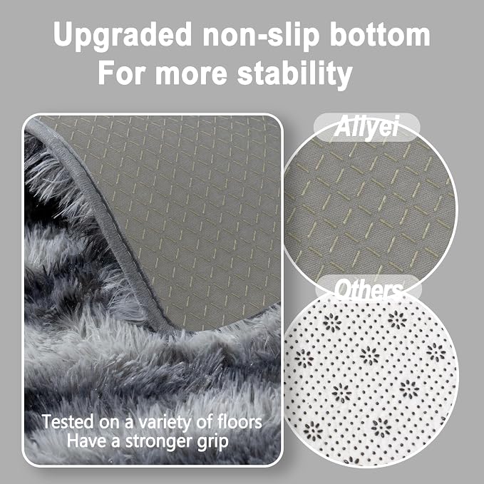 Soft Runner Rugs for Bedroom Hallways, 2x4 Black and White Fluffy Shag Throw - Image 7