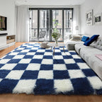 KICMOR Large Area Rug for Living Room 6x9, Big Fluffy Shag Fuzzy Navy Blue and - Image 8