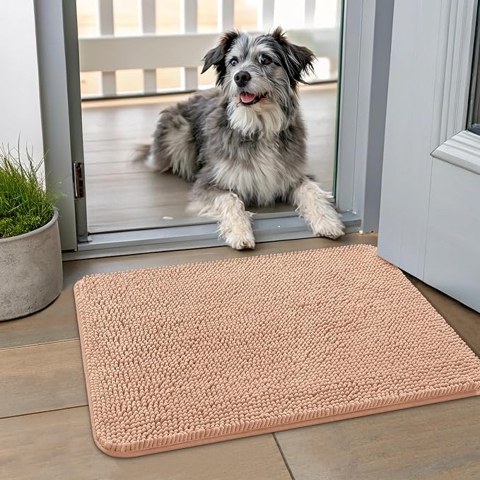 Smiry Dog Door Mat for Muddy Paws 24x16, Absorbent Dirt Trapper, Non-Slip by Smiry