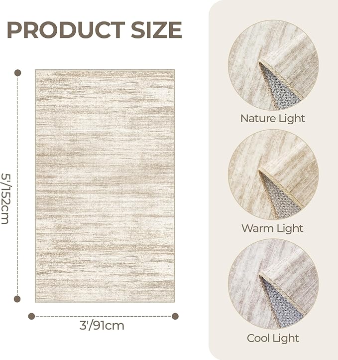 3x5 Washable Area Rug for Entryway, Soft Kitchen Rugs Non Slip for Dining Room - Image 2