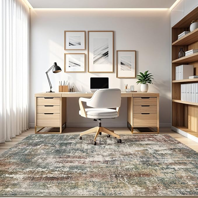 6x9 Area Rug Washable Rugs: Living Room Large Abstract Modern Soft Stain - Image 8