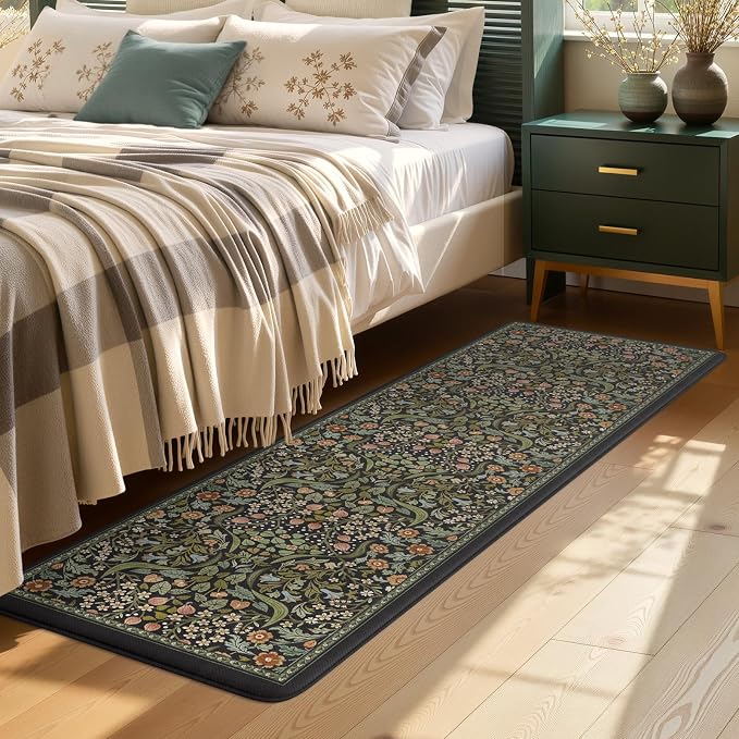 Collive Kitchen Mats for Floor, Cushioned Anti Fatigue Mat Black Floral Rugs - Image 8