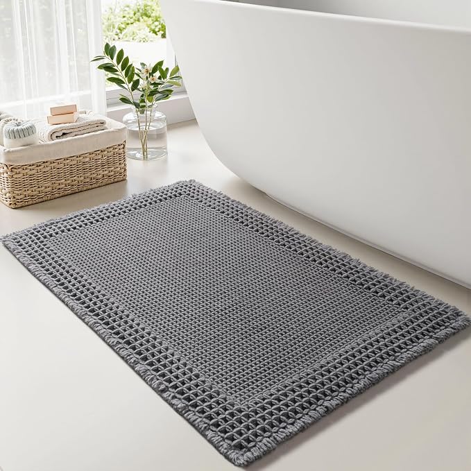 RESARE Waffle Bath Mat for Bathroom, Super Absorbent Bathroom Rugs Non Slip by Resare