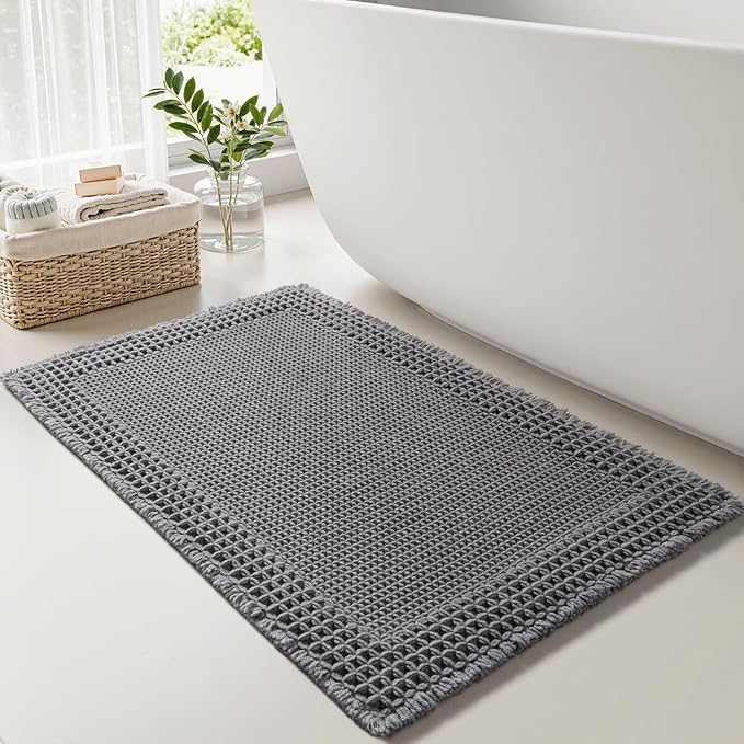 RESARE Waffle Bath Mat for Bathroom, Super Absorbent Bathroom Rugs Non Slip by Resare