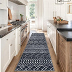 KUTA Moroccan Washable Runner Rug 2.6x8, Non-Slip Vintage Black Boho Hallway - Image 2