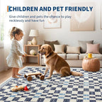 GarveeHome Runner Rug 2x10 for Kitchen Blue Contemporary Checkered Long Rug for - Image 2