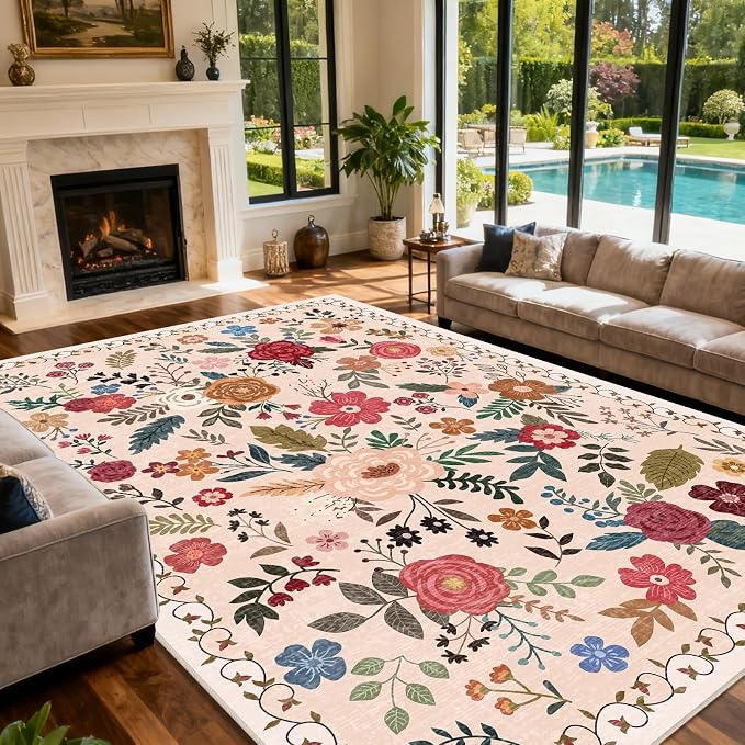 Extra Large 10x14 Area Rug for Living Room, Washable Rugs for Dining Room - Image 3