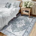 RELEANY Area Rugs 3'x5' Washable Non-Slip, Floral Vintage Distress Medallion by RELEANY