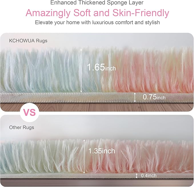 KICHOWUA Thick Area Rug Unicorn Fluffy Shag 3x5 - Image 3