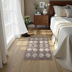 Lahome Checkered Bathroom Rug 2x3 Beige, Non Slip Washable Door Kitchen Mat - Image 8