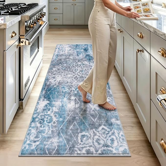 HEBE Washable Hallway Runner Rug 2'x 5' Non Slip Kitchen Rugs Runner, Low Pile - Image 9