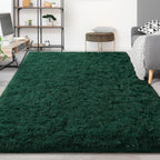 FlyDOIT Large Area Rugs for Living Room, 5x8 Feet Deep-Green Shaggy Rug Fluffy - Image 9
