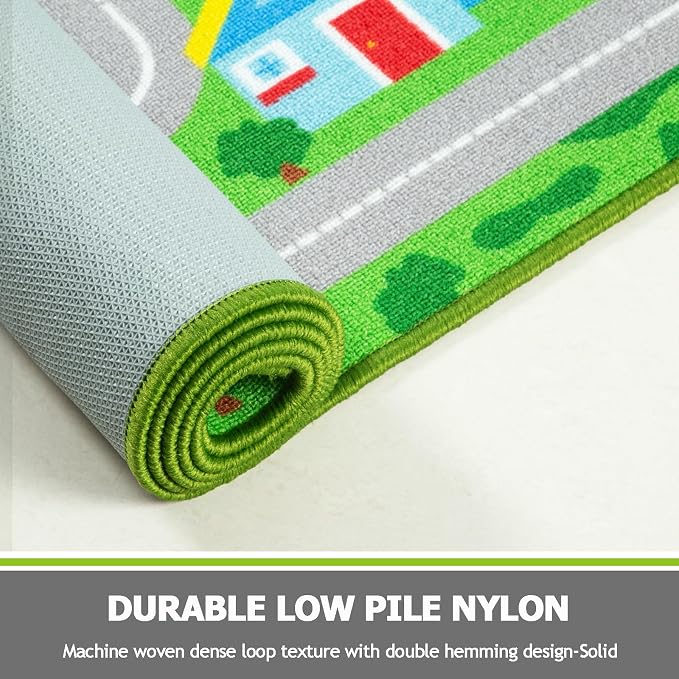Capslpad Green Car Road Kid Rug Carpet Playmat - Image 4