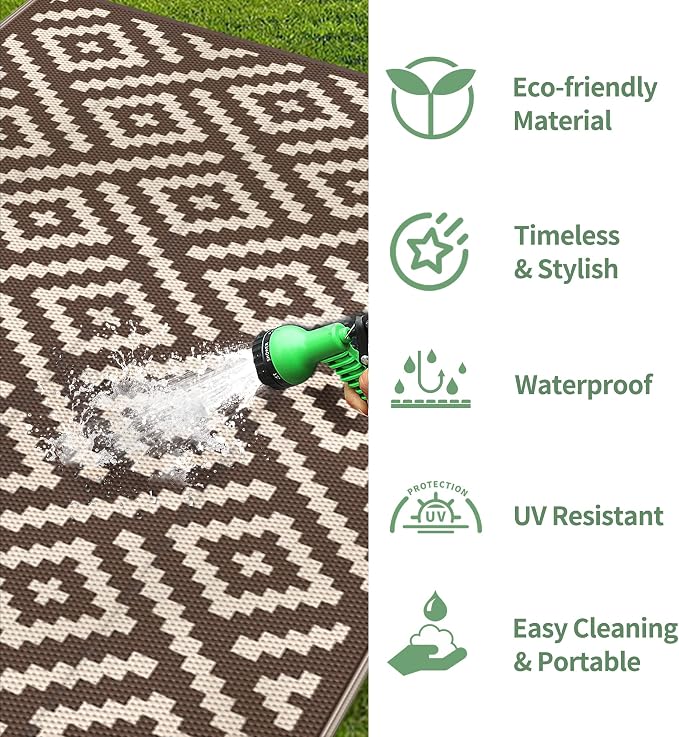 GENIMO 5'x8' Outdoor Rug Waterproof, Reversible Mats, Outdoor Area Rug - Image 5