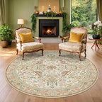 Hazo Haus Beige 6ft Round Rug for Living Room by HazoHaus