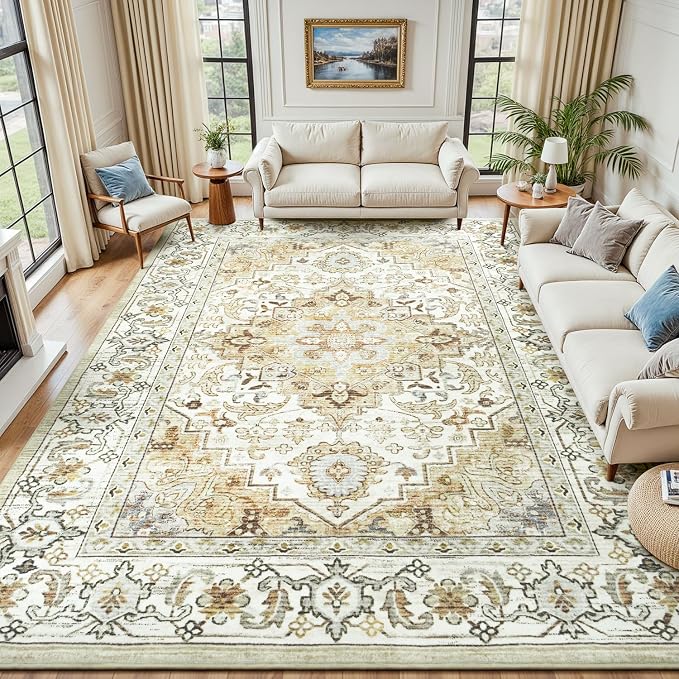 Lessymo 8 x 10 Area Rugs for Living Room, Machine Washable Area Rugs Boho Faux by Lessymo