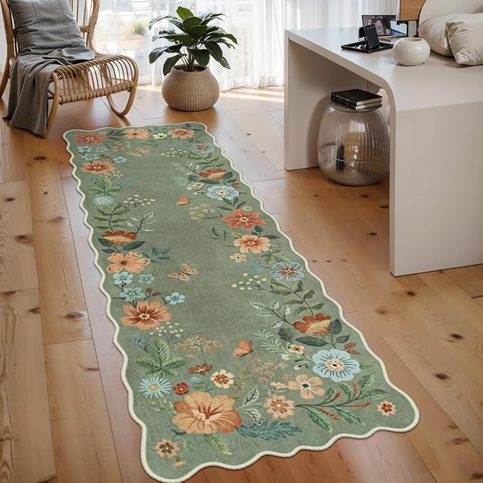 Lahome Floral Runners for Hallways, 2X6 Kitchen Runner Rug Ultra-Thin Soft by Lahome