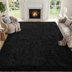 8x10 Area Rugs for Living Room Bedroom: Soft Fluffy Black Shag Upgrade Non-Slip by PLHXFRSoftAreaRugs