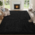 Area Rug for Living Room Bedroom: 9x12 Black Soft Fluffy Shag Upgrade Non-Slip by PLHXFRSoftAreaRugs