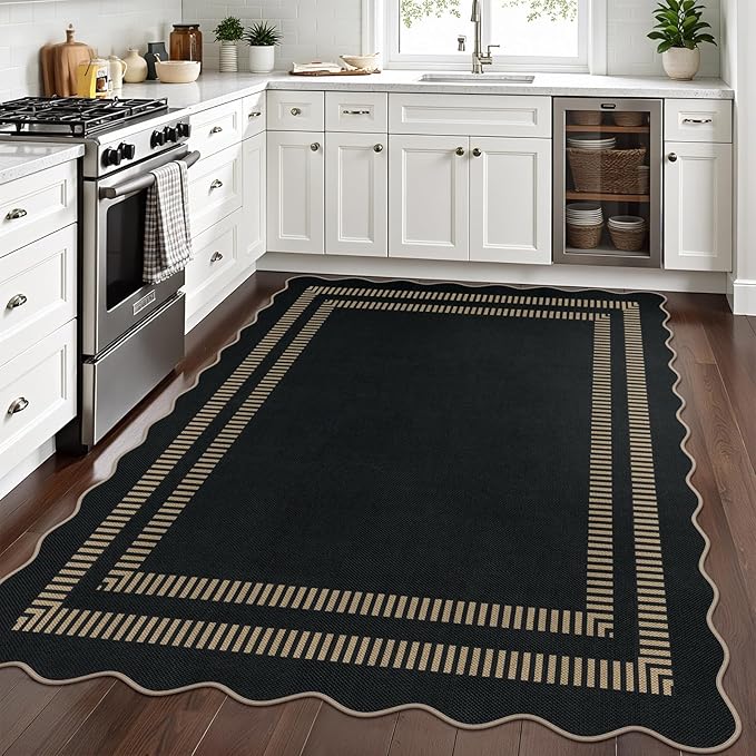 Scalloped Modern Easy Jute Carpet, 5x7 Outdoor Patio Washable Area Rug - Image 7