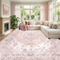 RELEANY Area Rugs Large 9'x12' Washable Non-Slip, Floral Vintage Distress by RELEANY