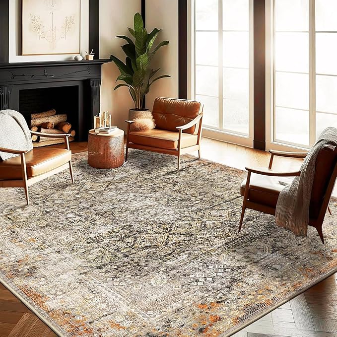 CHAMPLANT Area Rug 10'x14' Washable Vintage Traditional Mat Distressed Indoor by CHAMPLANT