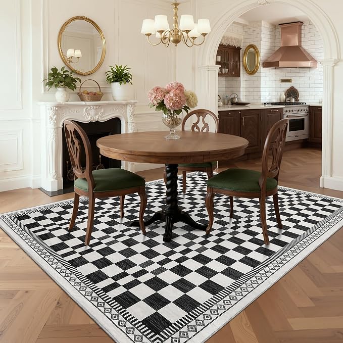GarveeHome 5x7 Washable Rug for Bedroom Modern Abstract Checkered Carpets - Image 9
