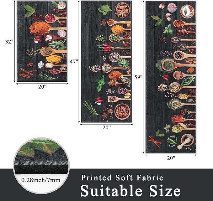 Vaukki Boho Kitchen Rug Sets 3 Pieces, Washable Kitchen Mats - Image 2