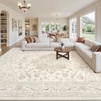 10x12 Area Rug for Living Room: Vintage Boho Neutral Washable Rug Indoor Soft by Luxturiy