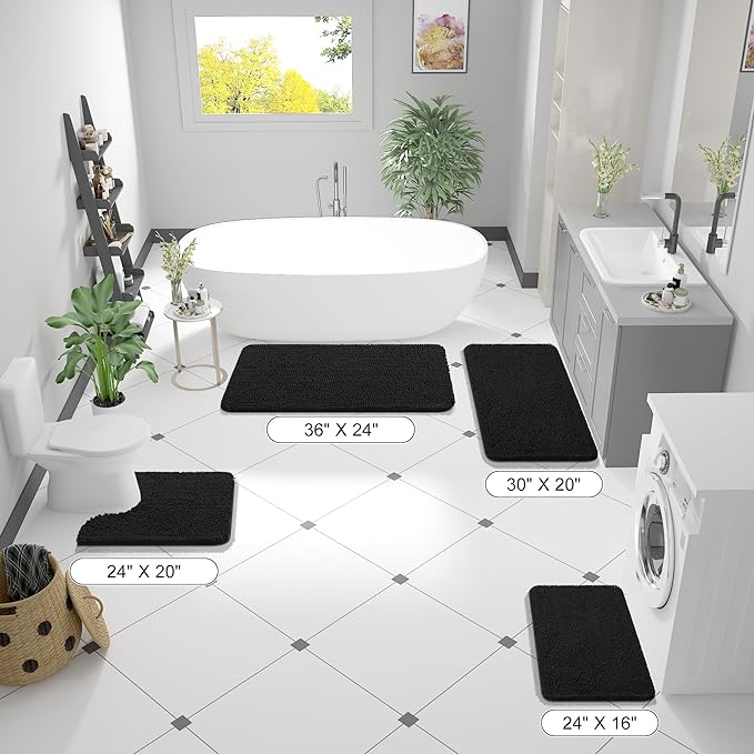 OLANLY Bathroom Runner Rugs 59x24, Extra Soft Absorbent Chenille Bath Rugs - Image 2