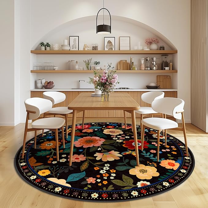 RELEANY Floral 8ft Area Rugs Washable Print Boho Cute Carpet Non Slip Flower - Image 8