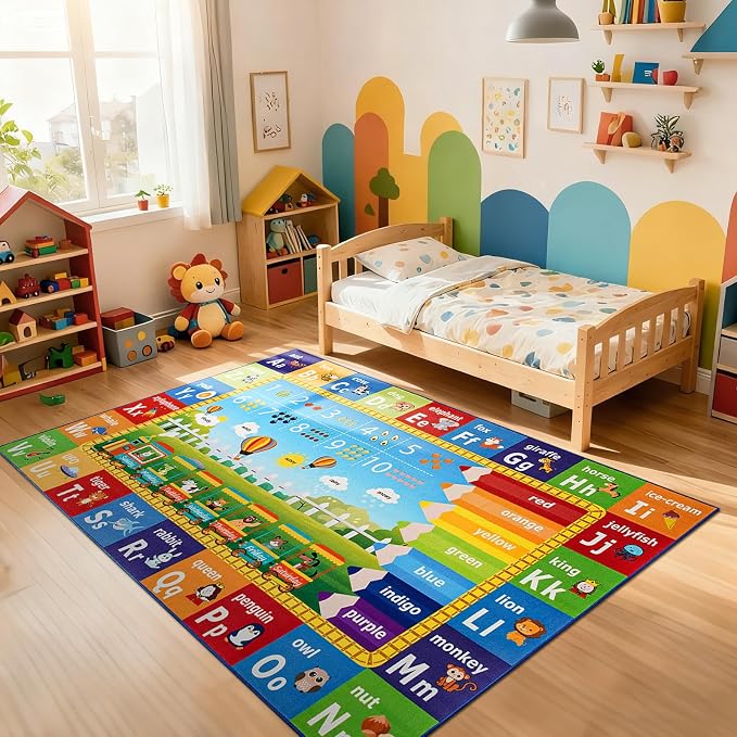 ABC Rug for Playroom Classroom Bedroom, 4x6 Kids Educational Area Rug for - Image 3