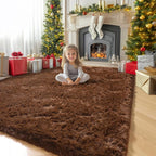 Amdrebio Dark Brown Area Rugs for Bedroom Living Room, 5x7 Fluffy Shaggy Plush - Image 4