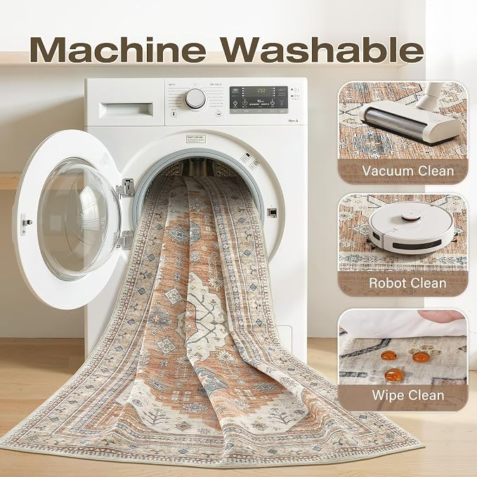 9x12 Washable Area Rug, Large Rugs - Image 2