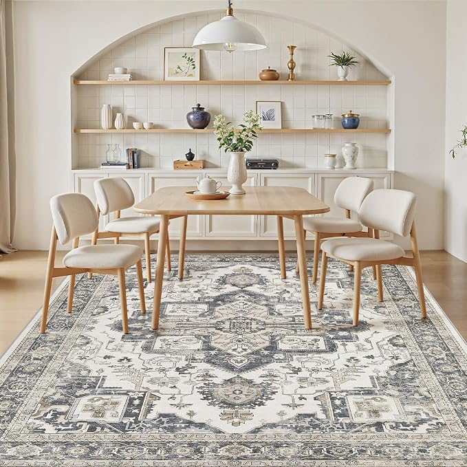 10x12 Washable Area Rugs for Living Room, Large Rug Non Slip Backing Vintage - Image 6