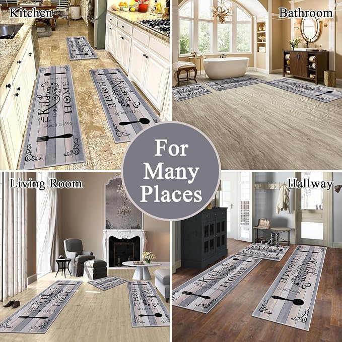 Vaukki Boho Kitchen Rug Sets 3 Pieces, Washable Kitchen Mats - Image 3