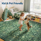 Lessymo Washable Area Rug for Living Room, 8x10 Green Large Rugs - Image 3