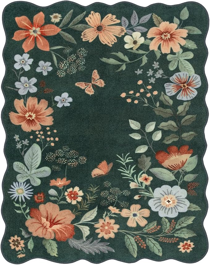 Lahome Floral Washable Rugs 8x10, Non-Slip Soft Bedroom Rug Stain Resistant - Image 7