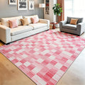 Terrug Pink Checkered Rug for Living Room, 5x7 Area Rugs Washable by TerrugHomeDecor