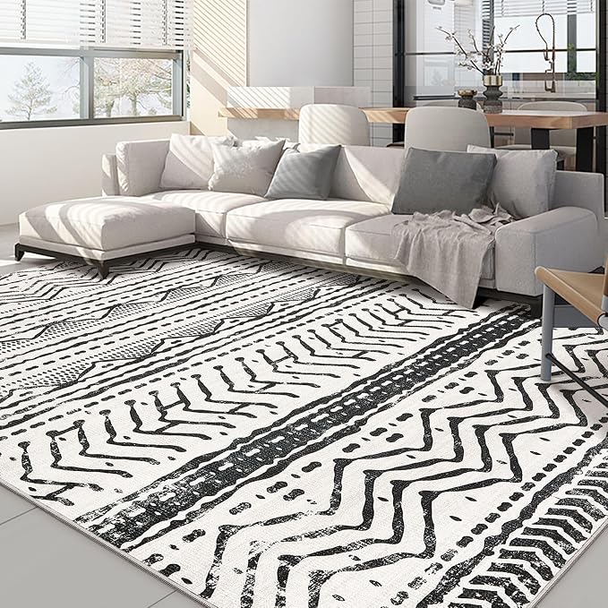 Nakagishi Area Rug Living Room Rugs: 6X9 Machine Washable Boho Large Neutral by NakagishiAreaRug