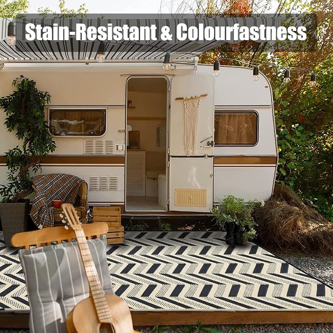 HUGEAR Outdoor Plastic Straw Rug, Waterproof Outdoor Rugs - Image 4