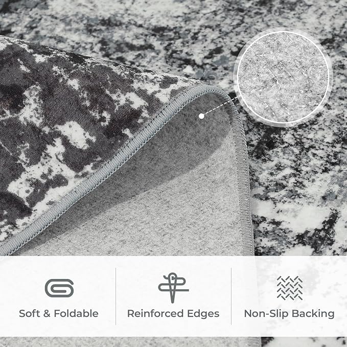 8x10 Area Rugs for Living Room, Abstract Neutral Washable Bedroom Rug, Modern - Image 6