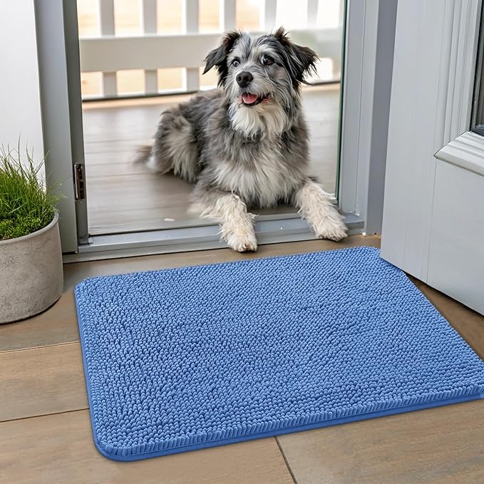 Smiry Dog Door Mat for Muddy Paws 24x16, Absorbent Dirt Trapper, Non-Slip by Smiry